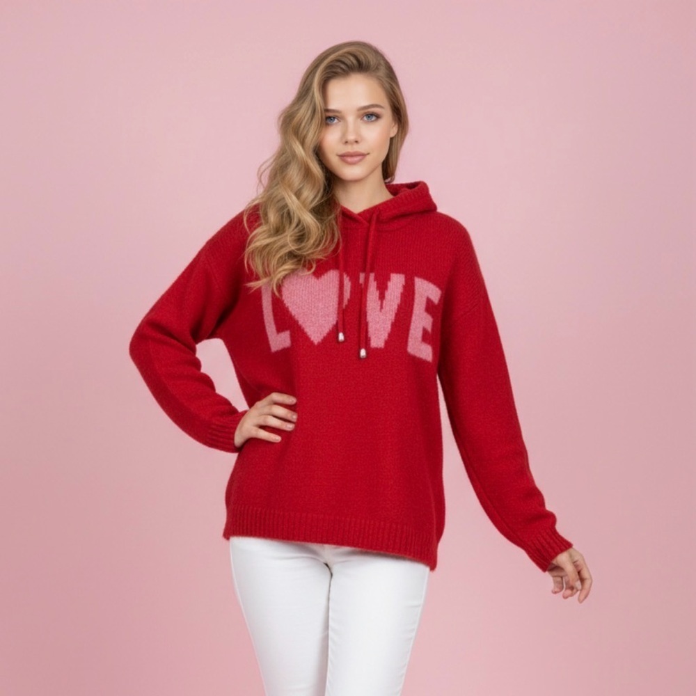 cupcakes & cashmere Red Love Hoodie